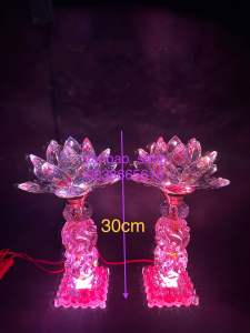 Đèn Bàn Thờ Hoa Sen Pha Lê Cao Cấp Phát Sáng Toàn Thân Cao 30cm Sử Dụng Mạch LED Cao Cấp (giá một cặp) 3047