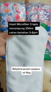 Babyland New Pocket Single Insert Microfiber Urban pot Clodi Bayi dengan 1 Insert Microfiber