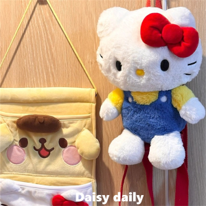 Cute Cat Shaped Plush Shoulder Bag Womens Large Capacity Three-dimensional Soft Cartoon Style Backpack with Retractable Handle