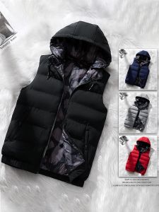 ROMON | Lormen Mens Cotton Vest Autumn Winter New Loose Casual Hooded Shoulder Pad Sleeveless Thick Warm Vest Fashion Urban Style