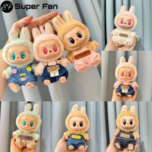 (Super Fan) MIni Plush DollS Clothes Outfit Accessories For Labubu V1 V2 Idol Dolls sitting party baby clothes lazy Tony suit Clothing Cowboy overalls Gift
