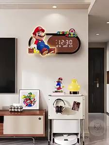 YERUI | Cartoon Mario Digital Wall Clock