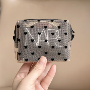 Portable Small Size Large Capacity Velvet Heart Mesh Inner Bag Cosmetic Bag Personalized Simplistic Lipstick Storage Bag