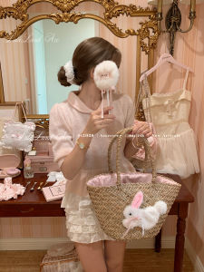 Original Lala Land Acc/Furry Miss Rabbit Bear Macramé Bag Mitsubishi Katie Woven Shoulder Handbag Summer 2025 Mixed Material