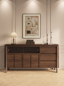 Walnut Wooden Storage Cabinet Living Room Entrance Hall Partition Real Wood Dining Room Sideboard Tea Water Cabinet Kitchen Cabinet