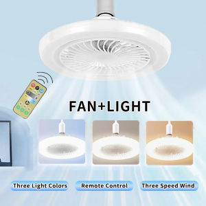 3-Colors Led Electric Ceiling Fan Lamp with Remote Control E27 Base Converter 3-Speeds AC 85-265V Ceiling Fan with Light Bedroom