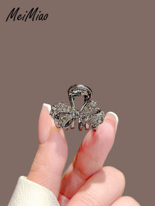 Elegant Black Rhinestone Butterfly Knot Hair Clip Half Updo Hair Accessories Bangs Gripper Small Shark Clamp Fashionable Hairpins