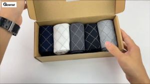 Hộp 5 đôi tất nam công sở hoạ tiết sọc chéo tất đi giày tây chất liệu cotton cao cấp thoáng mát - GOM-TAYCHEO-CB5