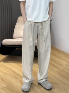 Quần Dài Nam Vải Lanh Cotton Phong Cách Lười Mùa Hè Quần Ống Rộng Rộng Rãi Thoải Mái Quần Dài Thẳng Quần Dài Thường Ngày