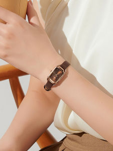 Julius | Luxe Niche Square Women Watch Leather Strap Brown