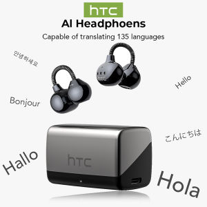【HTC NE67】Bluetooth V6.0 Earphones AI Translator Earbuds TWS Earclip Wireless Headphones Portable with a Hanging Chain