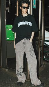 DENIMITUP Logo Tee - White On Black - Baju Pria