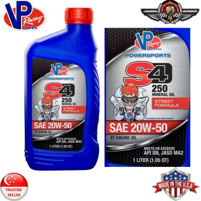 VP® Racing S4 250 (4T) 10W40/ 20W50 Mineral Street Engine Oil 1L (Made in USA 🇺🇸)