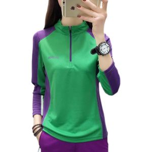 K-style Quick-Drying New Arrival Womens Long-Sleeved Outdoor Sweatshirts Silm Breathable Mountaineering Running Quick-Dry Clothes Plus Size Summer