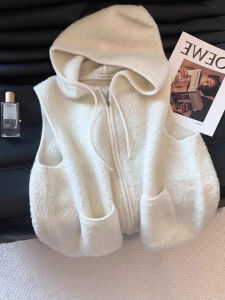 Trendy Fashion Designer Uniq Korean Style Hooded Zipper Vest