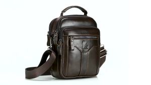 Mens crossbody bag fashionable leather bag trendy retro mens top layer cowhide shoulder bag