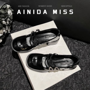 Mary Jane French Style Flat Shoes for Women with Coarse Heel and Buckle Detailing Summer 2024 New Arrival Elegant Black Evening Warm Shoes