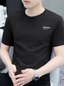 Pure Cotton Short Sleeve T-Shirt Mens Summer 2024 New High End round Neck Casual Half Sleeve Body Shirt Top Thin Cotton Tee