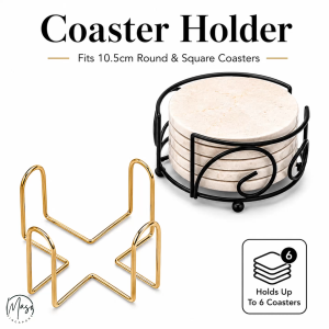 Coaster Holder for 10.5cm Coasters - Wrought Iron Classic Design Hold 5-6 Coasters