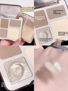 MONLEYTA | Four-Color Shimmer And Matte Eyeshadow Palette Dual Use Highlight And Contour Disk Professional Makeup For Beginners And Experts