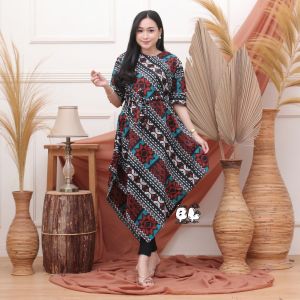 NEW ATASAN BAJU TUNIK LENGAN TIGA PEREMPAT BAHAN KATUN ADEM DAN NYAMAN DI PAKEK RESLETING BELAKANG -BAJU BATIK SERAGAM KANTORAN- BATIK NABILLA