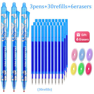 MROOFUL | 0.5mm Erasable Gel Pen Set Make Mistakes Disappear Washable Handle Magic Refill Rodfor Office Writing Back to School Supplies