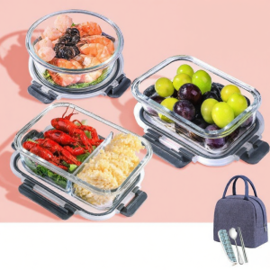 Microwave-safe Borosilicate Glass Bento Box