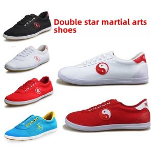 Authentic Double Star Martial Arts Shoes White for Men Tai Chi Shoes Womens Shoes Canvas Tendon Bottom Summer Sneakers Practice Shoes Tai Chi