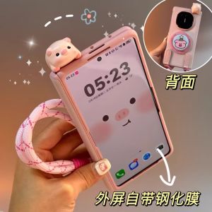 เคสโทรศัพท์มือถือแบบพับได้พร้อมขาตั้งแบบสะพายข้างสำหรับผู้หญิง ดีไซน์หรูหรา ด้านหลังหนัง ด้านในนิ่ม ด้านนอกแข็ง ป้องกันการตกหล่น