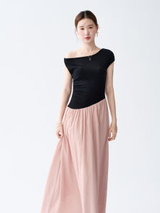 Summer Elegance Slanted Shoulder One-Word Neck Dress Slimming