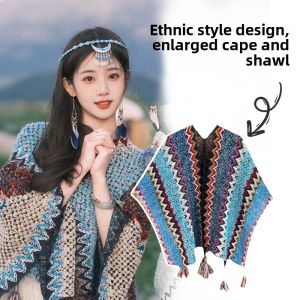 Ethnic Style Womens Shawl Lijiang Dali Yunnan Holiday Travel Photography Clothing Outerwear Cowl Neck Wrap Coat