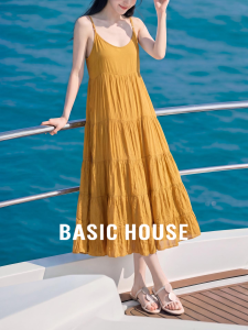 Basic House | Strapless Tiered Yellow Summer Maxi Dress