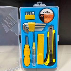 ชุดเครื่องมือช่าง 7 ชิ้น ไขควง ประแจหกเหลี่ยม ไขควงวัดไฟ คัตเตอร์ ใบมีด เทปพันสายไฟ พร้อมกล่องจัดเก็บอุปกรณ์ (6625-7)