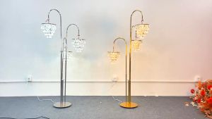 Wedding Props - Gold Crystal Candelabra with LED Lights and Elegant 3-Headed Design