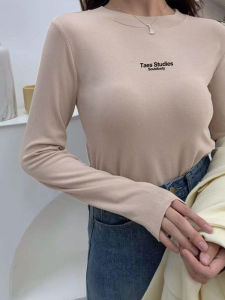 เสื้อสเวตเตอร์คอตั้งสีขาวสำหรับผู้หญิง ฤดูใบไม้ร่วง/ฤดูหนาว สไตล์เกาหลี ลำลอง เสื้อชั้นใน เสื้อตัวบน แขนยาว ปกติ