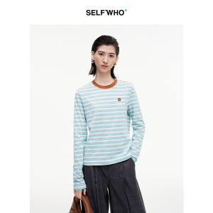 Color Block Stripe Double Yarn T-Shirt Women