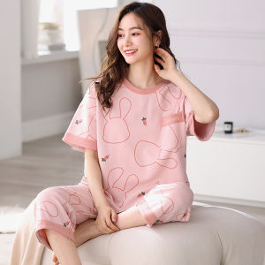 MiiOW | ชุดนอนผู้หญิง MiiOW ฤดูร้อน 2025 แขนสั้น ทรงหลวม ผ้าฝ้ายเนื้อนุ่ม ลายการ์ตูน ทรงเจ้าหญิง ชุดอยู่บ้าน ฤดูใบไม้ผลิและฤดูใบไม้ร่วง