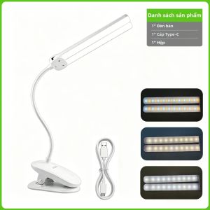 Đèn Bàn Kẹp Đôi 40 LED Sạc USB Dùng Cho Phòng Ngủ Học Tập Đọc Sách - Đèn Kẹp Hiện Đại Có Thể Điều Chỉnh