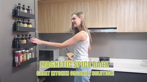 Magnetic Fridge Side Rack Kitchen Organizer | Space Saving Spice Shelf Strong Magnet No Drilling Storage for Refrigerator & Washing Machine