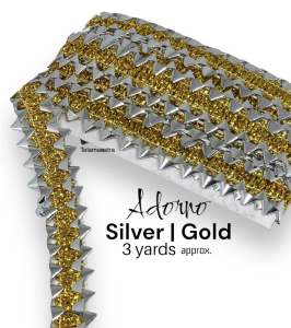 Adorno | #M22-133 Metallic Foil Trimmings Gold / Silver Lace Trimmings 3Yards per Roll
