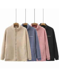 Áo Khoác Cardigan Dài Tay Lông Cừu Hai Mặt Có Khóa Kéo Cổ Đứng Thường Ngày Cỡ Lớn Áo Khoác Ngoài Nữ Thời Trang Xuân 2024