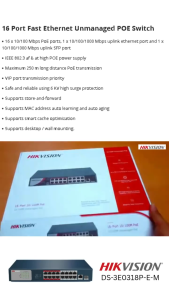 HIKVISION DS-3E0318P-E/M SWITCH PoE 16 Port HIKVISION