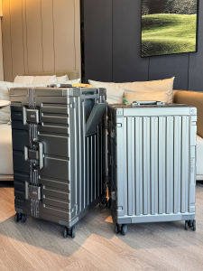 Anti-Explosion Aluminum Frame Luggage Suitcase Womens 28 Inch Check-In Travel Bag High Quality Pure PC Body Brake Shock Absorption Universal Wheel