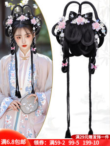 Traditional Chinese Style Hair Wig And Accessory Combination Lazy Back of Head Hair down Integrated Styling Butterfly Hairpin