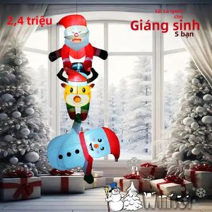 Đồ Trang Trí Giáng Sinh Bơm Hơi Hình Chú Chó Ông Già Noel 8FT Có Đèn LED Trang Trí Ngoài Trời Sân Vườn Cửa Sổ Đồ Trang Trí Giáng Sinh