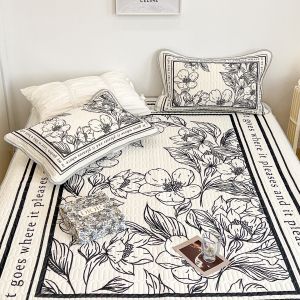 Ice Silk Latex Cooling Mat Set Three Piece Set Washable Air Conditioned Soft Bedding for Summer Comfortable Natural Latex Material