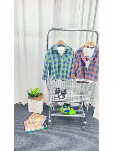 WANDER เสื้อเด็กผู้ชาย เสื้อผ้าเด็กผช เสื้อเชิ้ตลายสก๊อตผ้าฝ้าย บริสุทธิ์เด็กชาย เสื้อแขนยาวเด็กสไตล์เกาหลี 23715