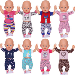 ชุดนอนลายตุ๊กตาน่ารัก for18inch ตุ๊กตา 43 ซม. Reborn ตุ๊กตา Flannel Homewear ชุดออกแบบการ์ตูน ชุดนอนสบาย Loungewear