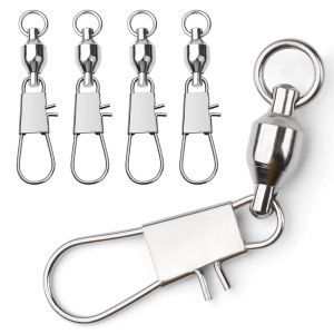 20pcs Ball Bearing Heavy Duty Stainless Steel Fishing Swivels with Interlock Snap for Smooth RotationFishing Accessories