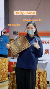 Thớt chặt gỗ Teak Vibasic ghép dựng block kích thước 350x250x38mm dùng để chặt